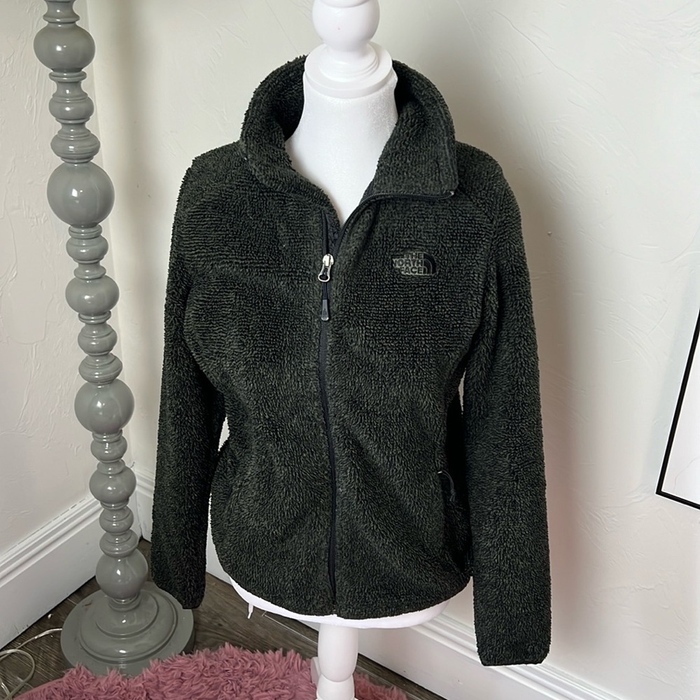 TNF Women’s Fleece Zip Up Jacket Dark Green